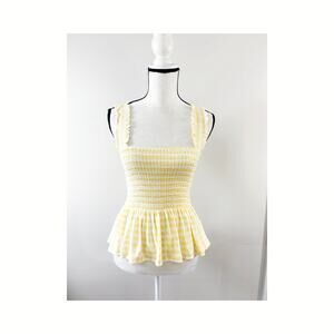 Elodie Yellow Women's Stretch Smock Tank Top - Size M